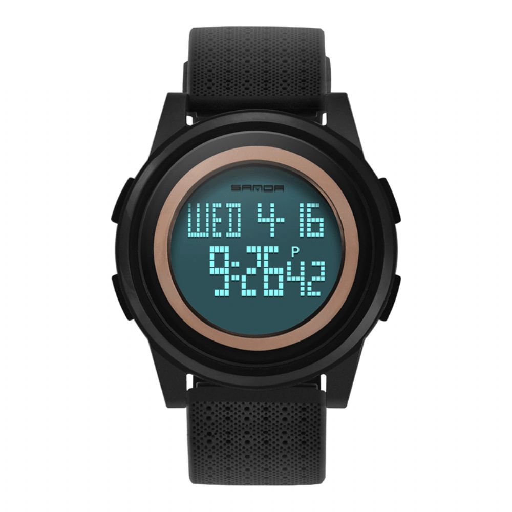 Sanda 337 Digitaal Horloge Led Waterdicht Pu-Lederen Sportstudentenhorloge