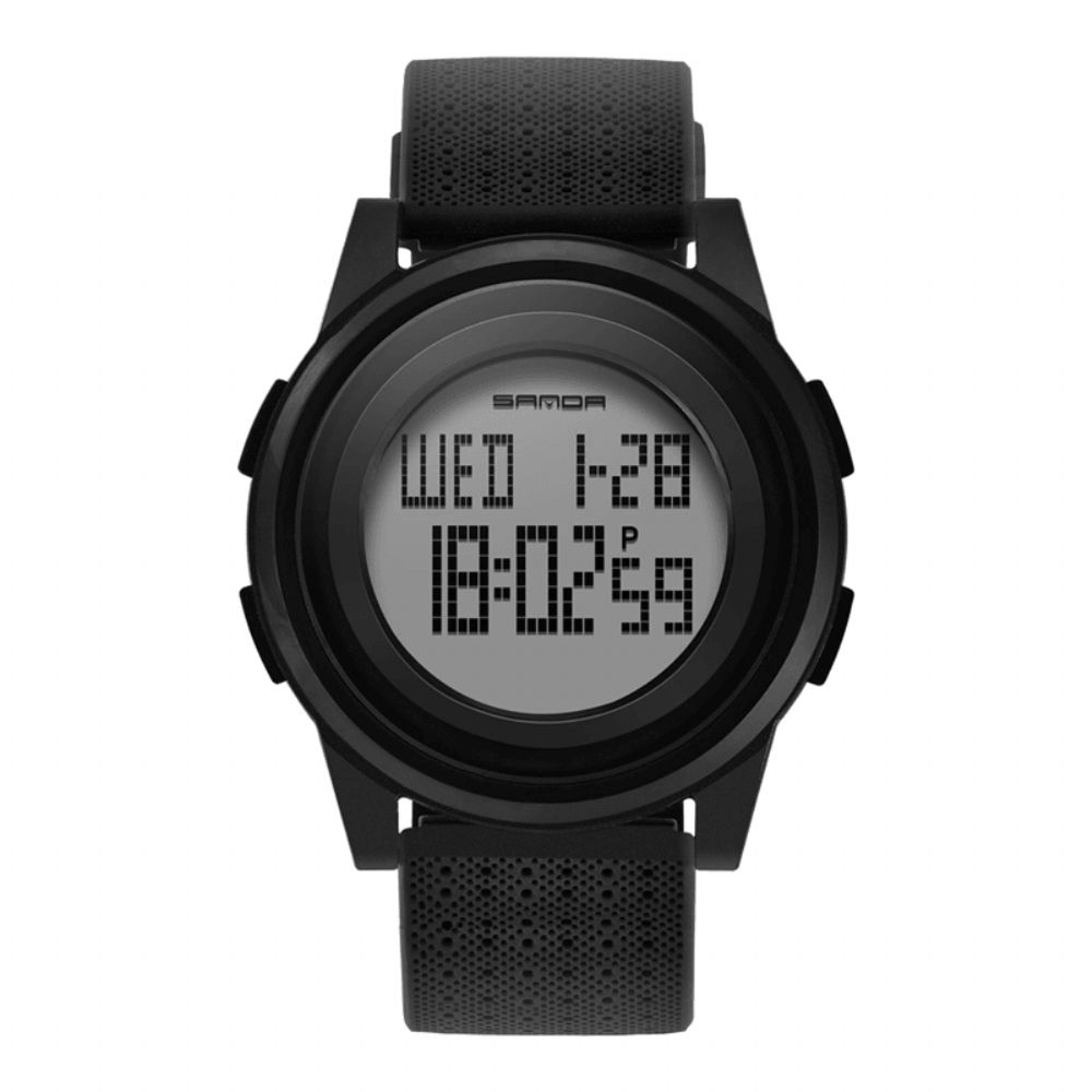 Sanda 337 Digitaal Horloge Led Waterdicht Pu-Lederen Sportstudentenhorloge