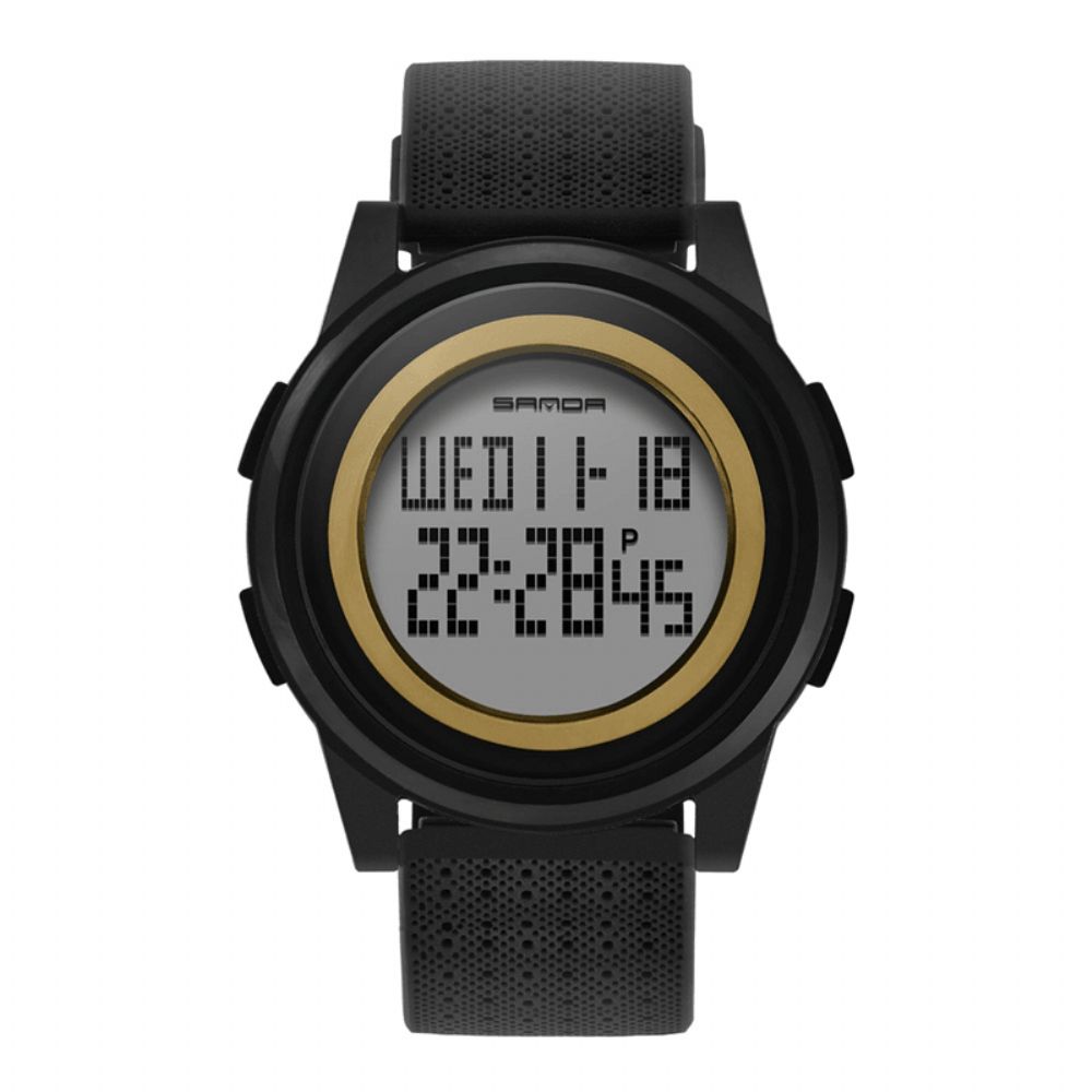 Sanda 337 Digitaal Horloge Led Waterdicht Pu-Lederen Sportstudentenhorloge