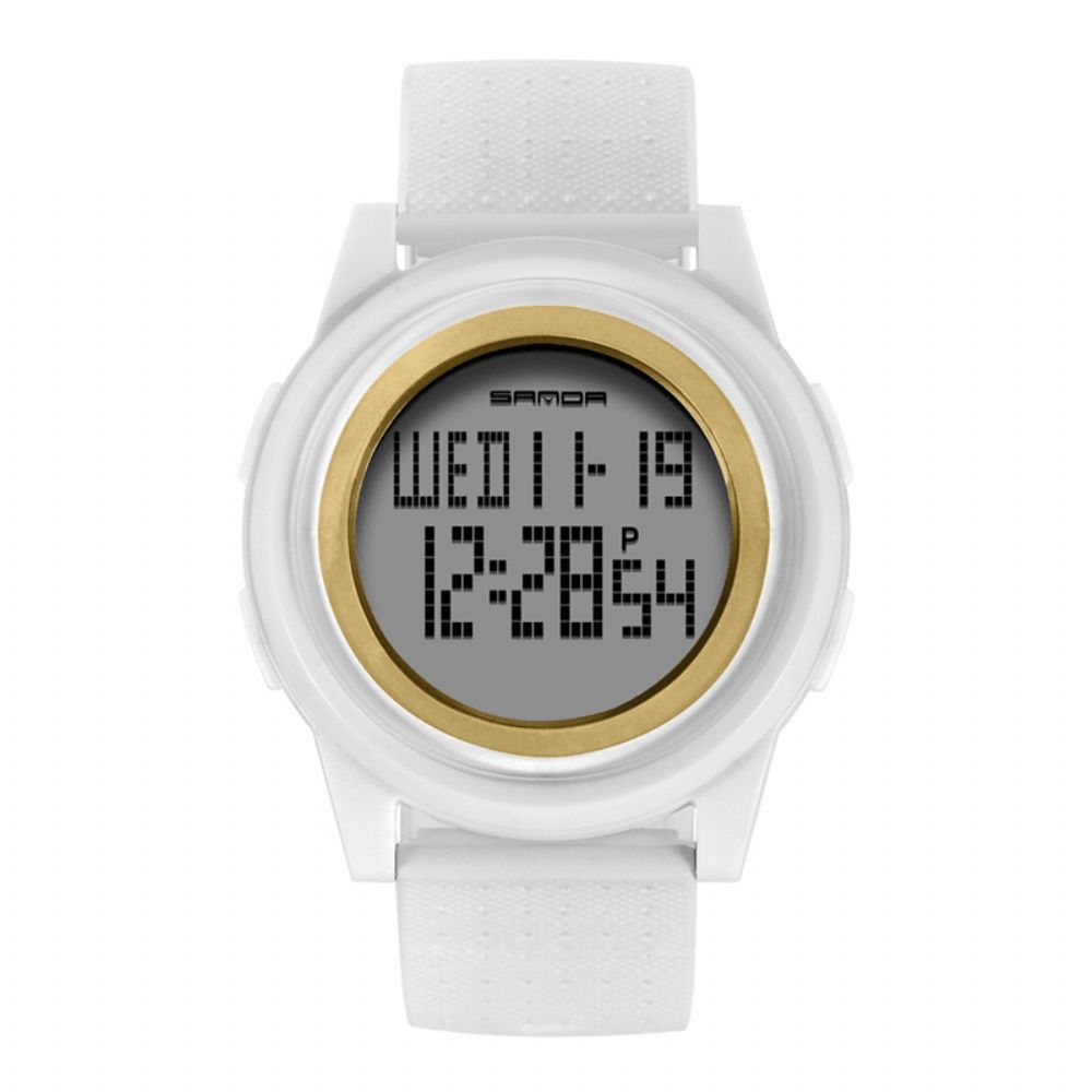 Sanda 337 Digitaal Horloge Led Waterdicht Pu-Lederen Sportstudentenhorloge