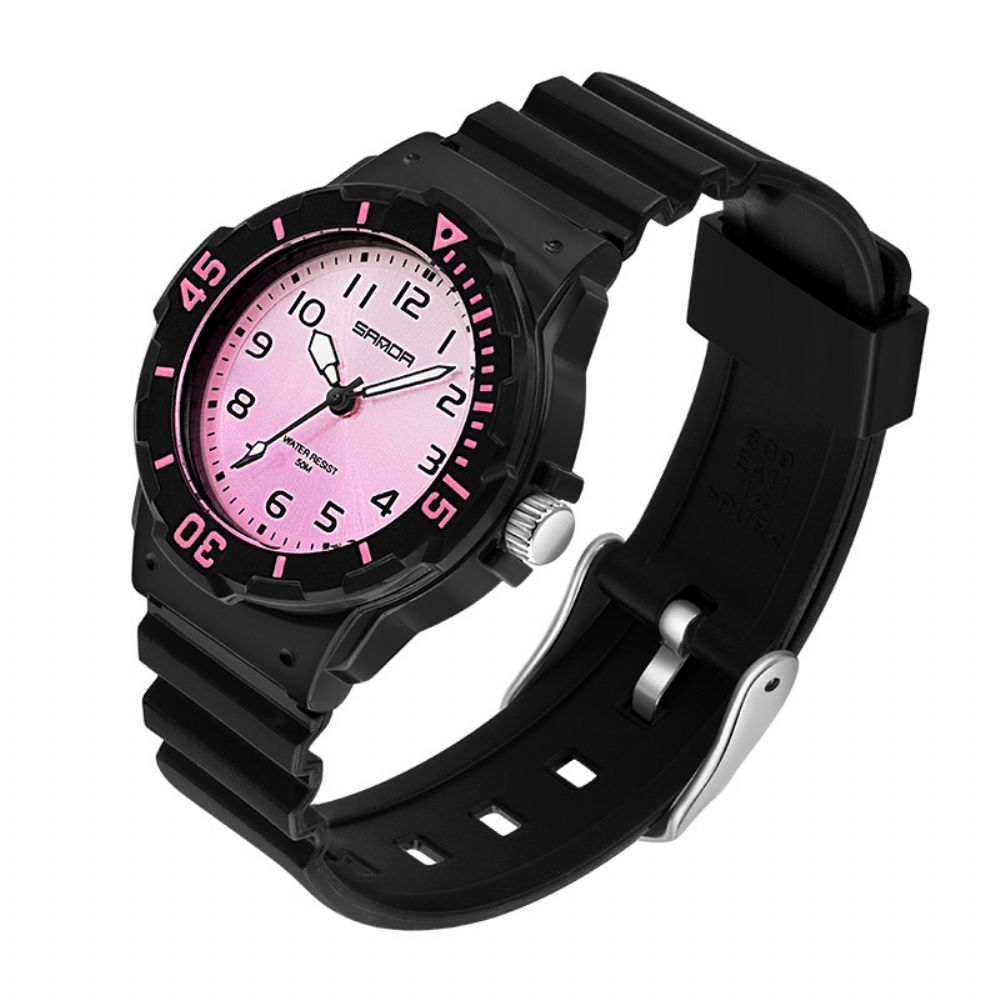 Sanda 6011 Frisse Kleur Siliconen Band Ultra Lichtgewicht Dames Quartz Horloge