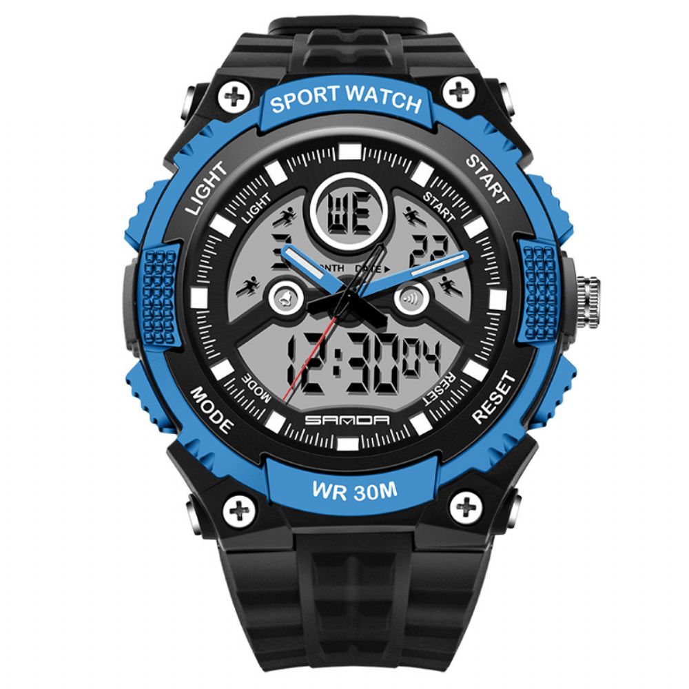 Sanda 709 Dual Display 30M Waterdicht Outdoor Sport Militaire Mode Led Digitaal Horloge