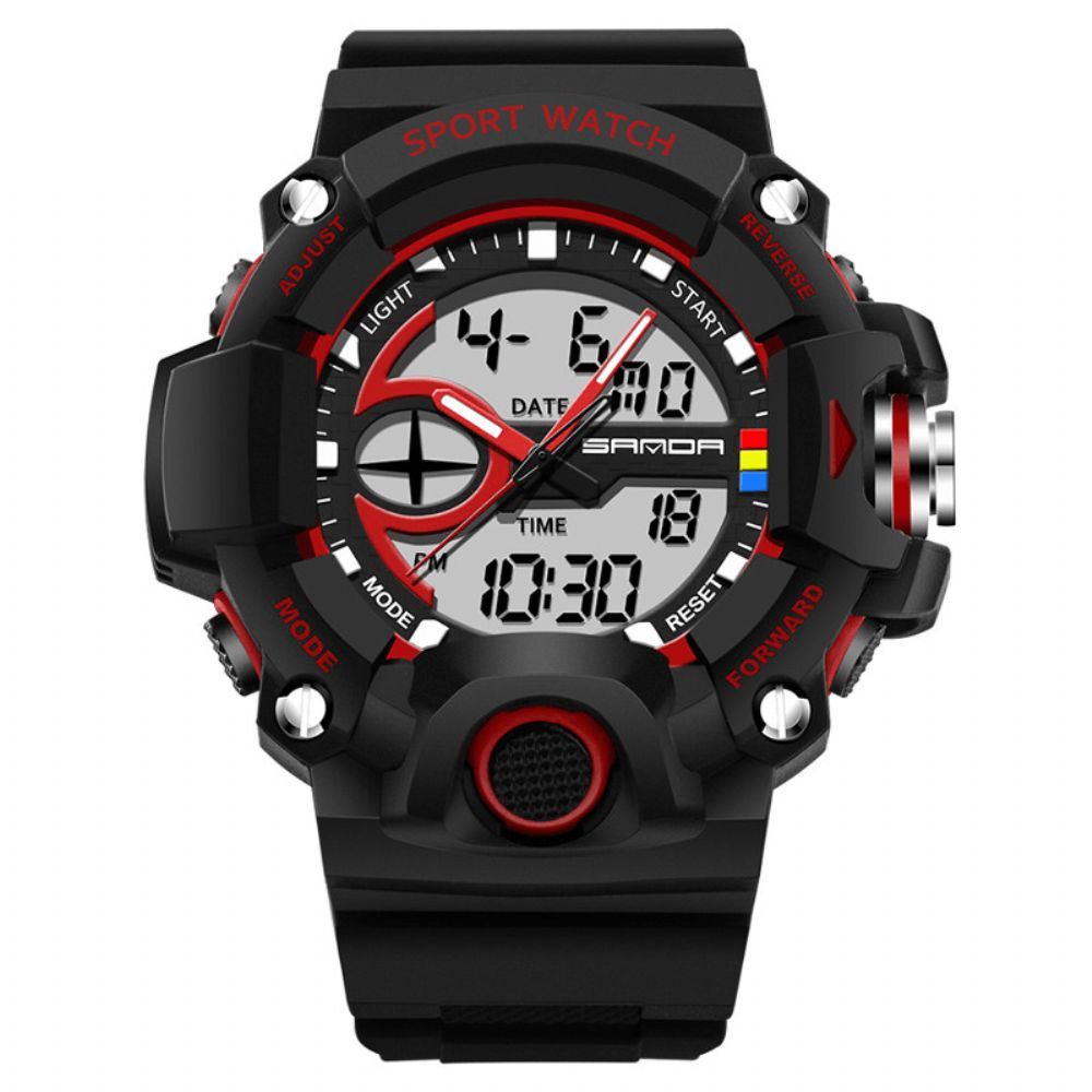 Sanda 715 Dual Display Multifunctionele Sport Stopwatch Outdoor Mode Heren Digitaal Horloge