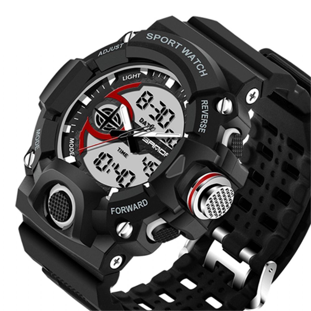 Sanda 715 Dual Display Multifunctionele Sport Stopwatch Outdoor Mode Heren Digitaal Horloge