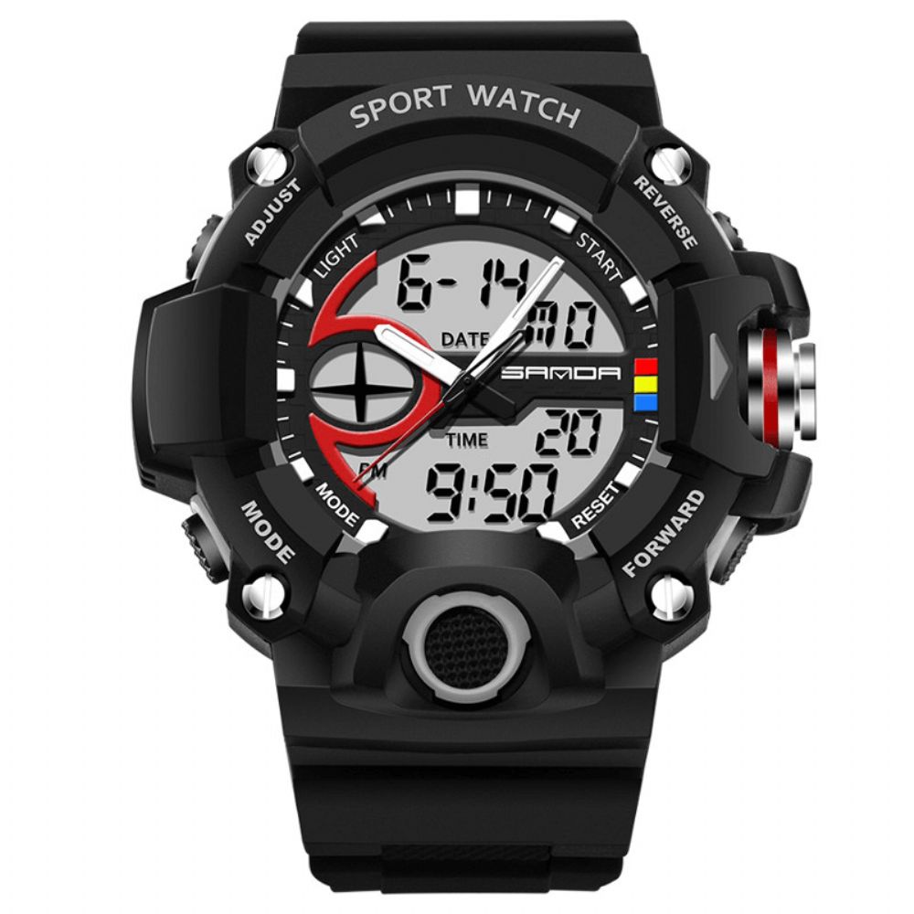 Sanda 715 Dual Display Multifunctionele Sport Stopwatch Outdoor Mode Heren Digitaal Horloge