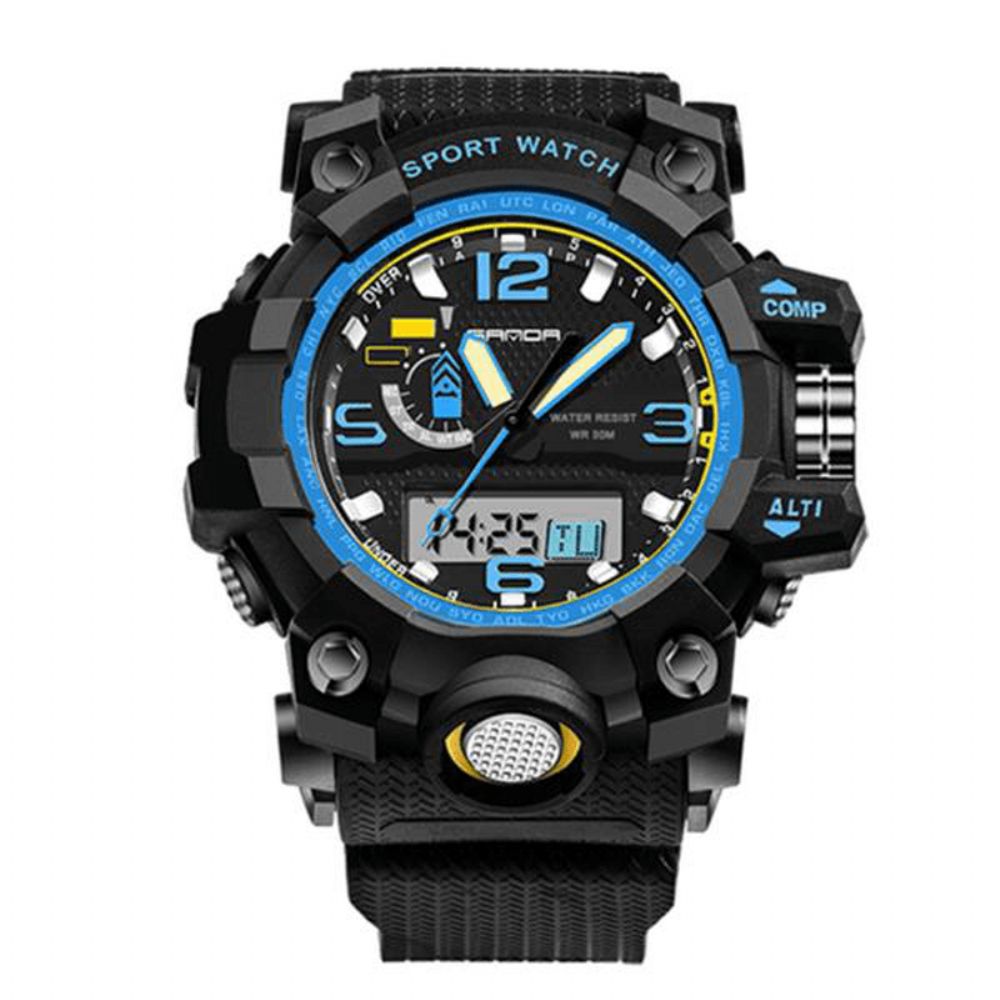 Sanda 732 Mode Led-Display Herenhorloge 30M Waterdicht Sport Digitaal Horloge