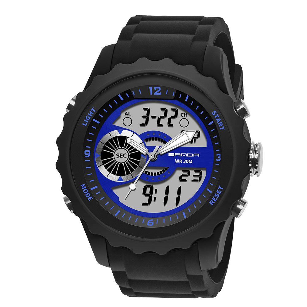 Sanda 769 Dual Digitaal horloge Heren Pu Stopwatch Lichtgevende Display Kalender Outdoor Sport Horloge