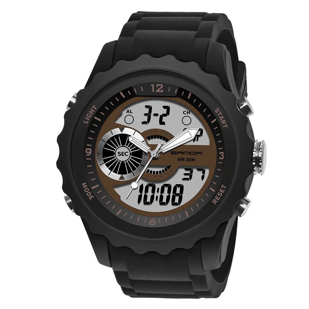 Sanda 769 Dual Digitaal horloge Heren Pu Stopwatch Lichtgevende Display Kalender Outdoor Sport Horloge