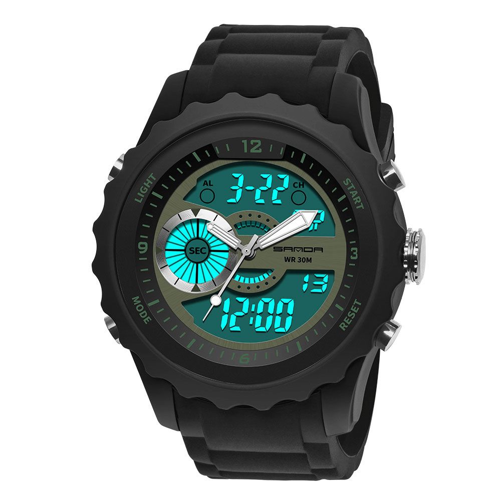 Sanda 769 Dual Digitaal horloge Heren Pu Stopwatch Lichtgevende Display Kalender Outdoor Sport Horloge