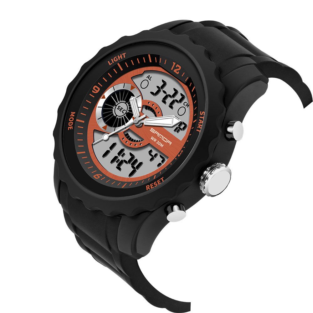 Sanda 769 Dual Digitaal horloge Heren Pu Stopwatch Lichtgevende Display Kalender Outdoor Sport Horloge