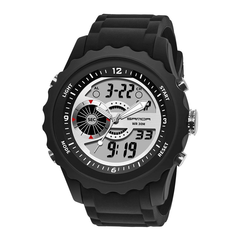 Sanda 769 Dual Digitaal horloge Heren Pu Stopwatch Lichtgevende Display Kalender Outdoor Sport Horloge