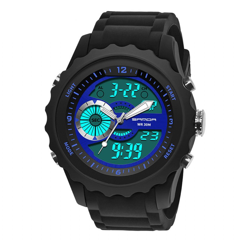 Sanda 769 Sport Herenhorloge Lichtgevende Datum Weekweergave Dual Time Waterproof Outdoor Digitaal horloge