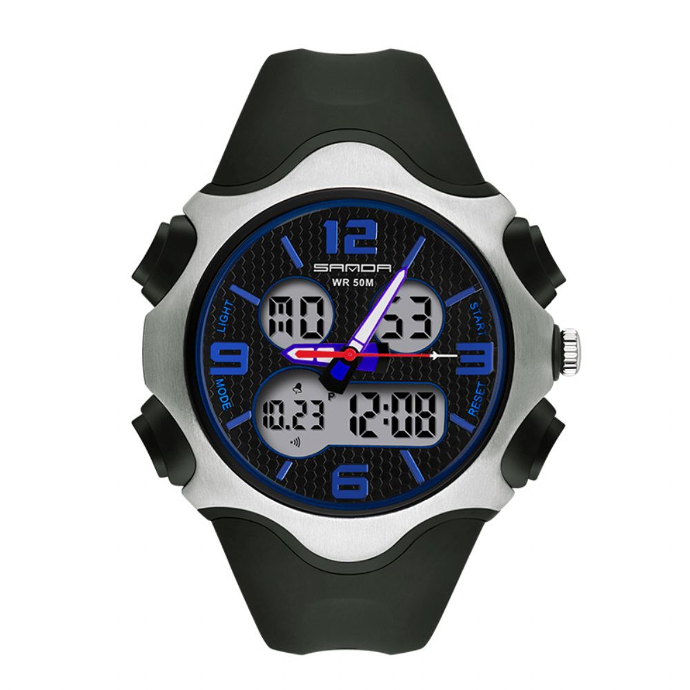 Sanda 799 Mode 12 24 Uur Stopwatch Timing Lichtgevende Display Waterdicht Heren Dual Display Digitaal Horloge