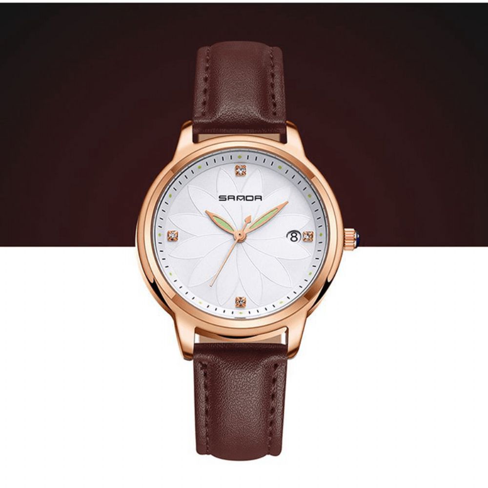 Sanda Elegant Design Dames Polshorloge Datumweergave Quartz Horloge