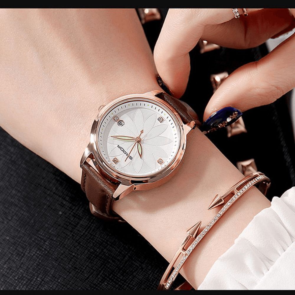 Sanda Elegant Design Dames Polshorloge Datumweergave Quartz Horloge