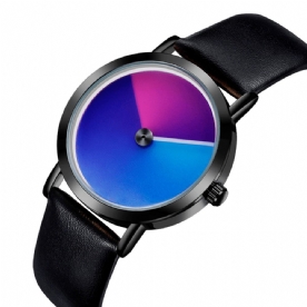 Sanda P1031 Mode 3D Kleurrijke Gradient Dial Stalen Lederen Band Heren Quartz Horloge