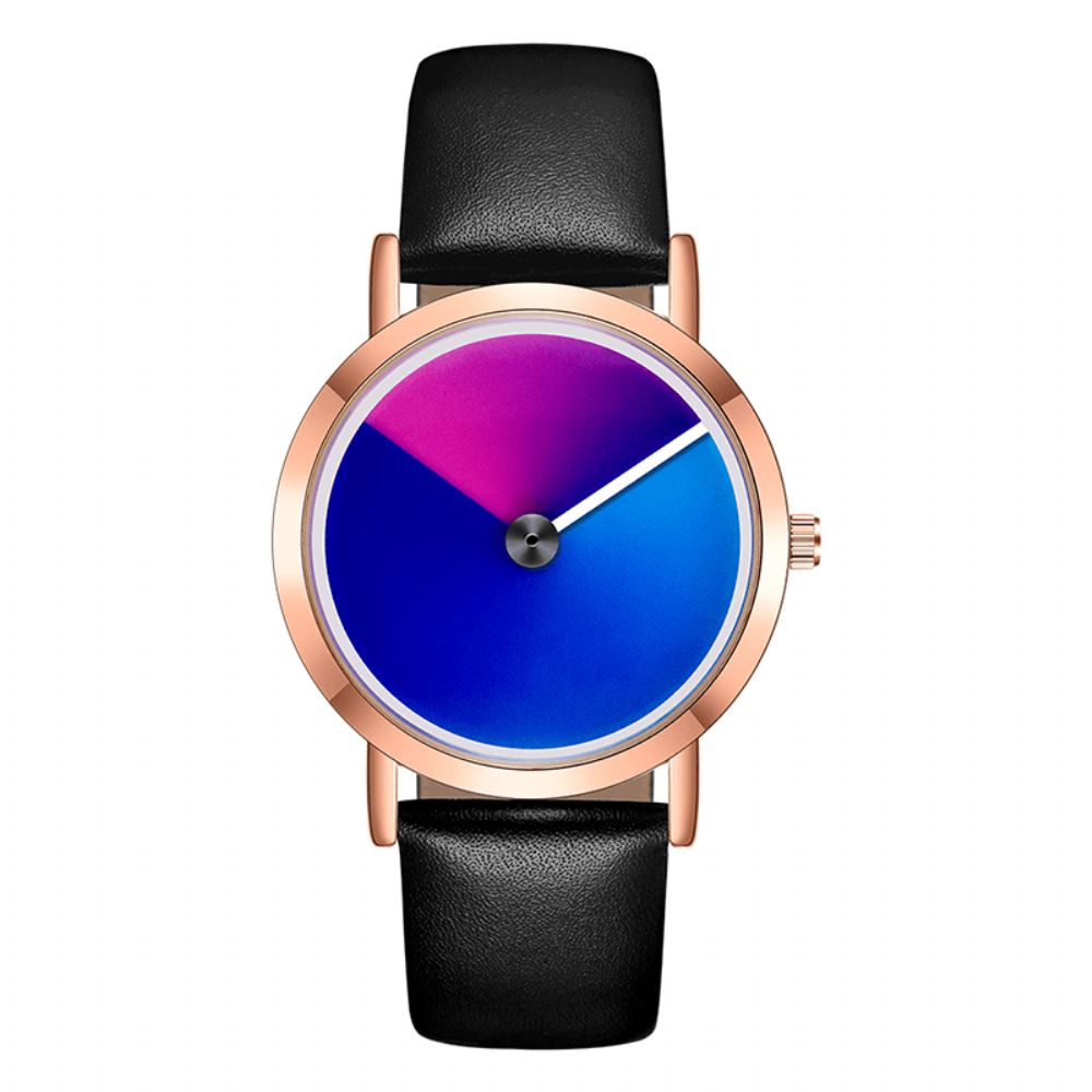 Sanda P1031 Mode 3D Kleurrijke Gradient Dial Stalen Lederen Band Heren Quartz Horloge