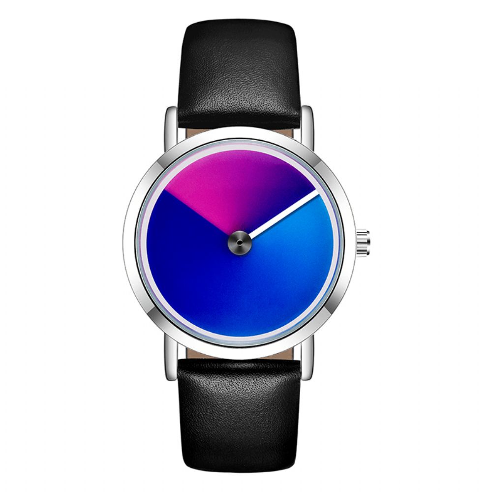 Sanda P1031 Mode 3D Kleurrijke Gradient Dial Stalen Lederen Band Heren Quartz Horloge