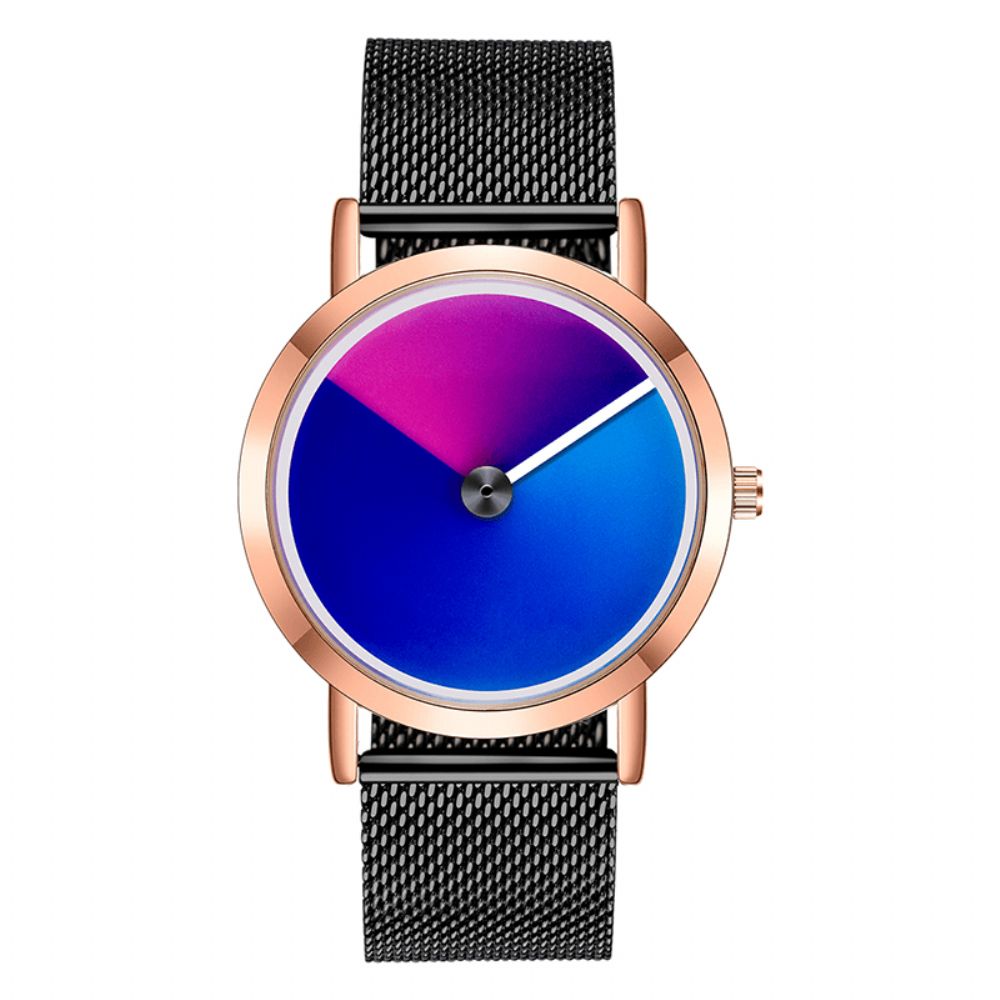 Sanda P1031 Mode 3D Kleurrijke Gradient Dial Stalen Lederen Band Heren Quartz Horloge