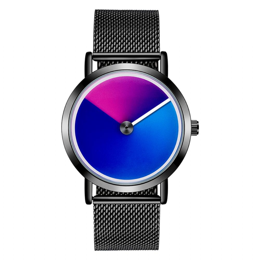 Sanda P1031 Mode 3D Kleurrijke Gradient Dial Stalen Lederen Band Heren Quartz Horloge