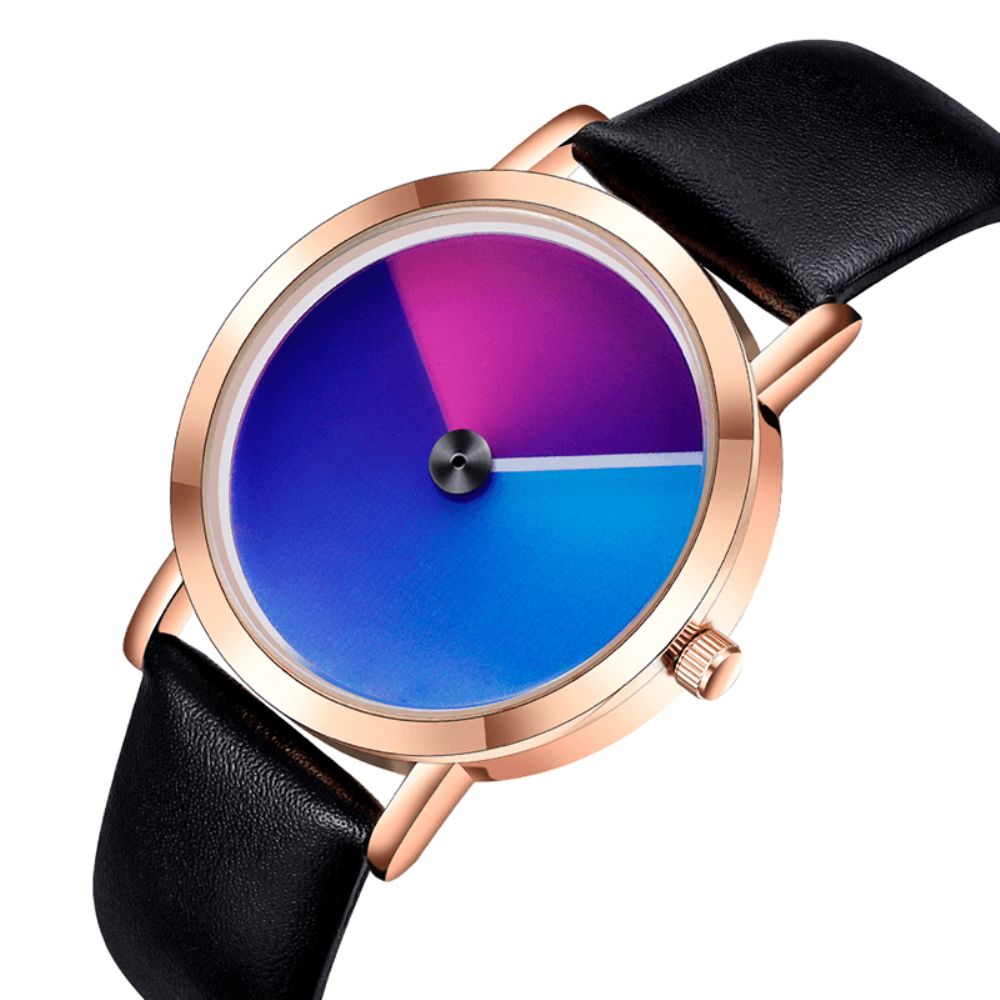 Sanda P1031 Mode 3D Kleurrijke Gradient Dial Stalen Lederen Band Heren Quartz Horloge