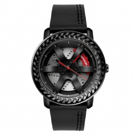 Sanda P1050 Casual Wielpatroon 3D Stereoscopisch Uitgehold Ontwerp Echt Lederen Band Waterdicht Heren Quartzhorloge