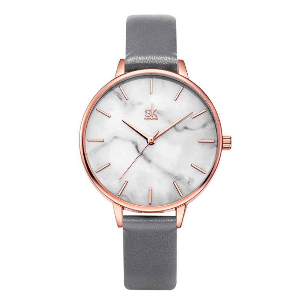 Shengke Sk K0137 Mode Marmeren Textuur Wijzerplaat Dameshorloge Dames Jurk Quartz Horloge