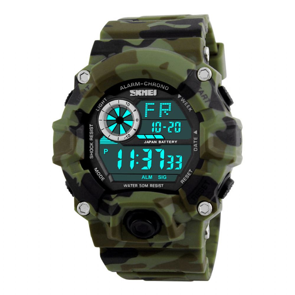 Skmei 1019 Digitale Horloge Mode Multifunctionele Sport Chronograaf 50M Waterdicht Heren Polshorloge