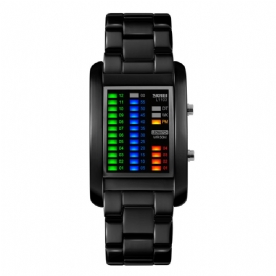 Skmei 1103 Zakelijke Stijl Led-Display Polshorloge Stalen Band Creatieve Stijl Digitaal Horloge