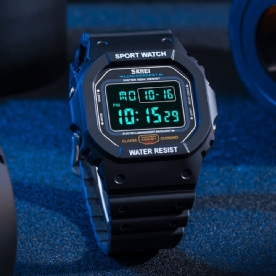 Skmei 1134 Sport Herenhorloge Datum Weekweergave 5Atm Waterdicht Chronograaf Led Licht Mode Digitaal Horloge