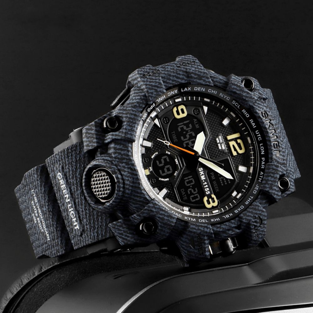 Skmei 1155B Militaire Camouflage Waterdicht Multifunctioneel Outdoor Dual Digitaal horloge