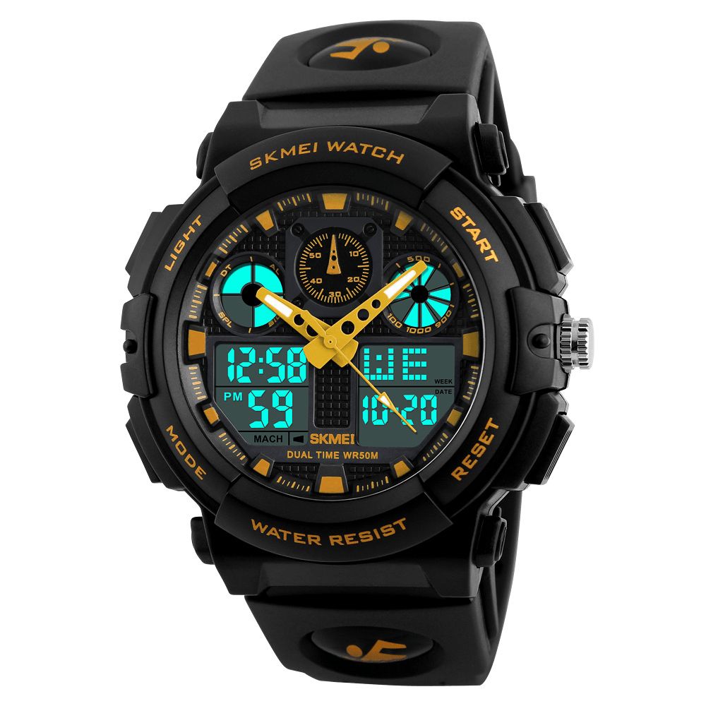 Skmei 1207 Heren Sport Chorongraph 50M Waterdicht Lichtgevend Dual Display Digitaal Horloge