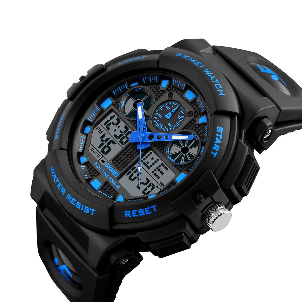 Skmei 1207 Heren Sport Chorongraph 50M Waterdicht Lichtgevend Dual Display Digitaal Horloge