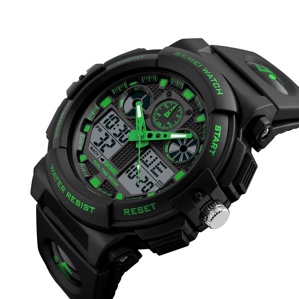 Skmei 1207 Heren Sport Chorongraph 50M Waterdicht Lichtgevend Dual Display Digitaal Horloge