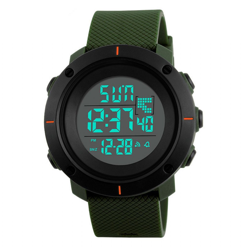 Skmei 1213 Sport Herenhorloge 5Atm Waterdicht Lichtgevende Datumweergave Stopwatch Countdown Digitaal Horloge