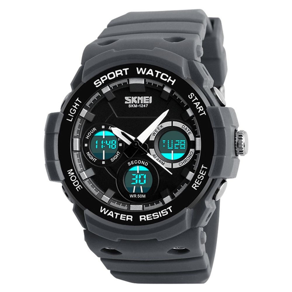 Skmei 1247 Dual Display Digitaal Horloge Heren Lichtgevend Chronograaf Alarm Horloge Outdoor Sport Horloge