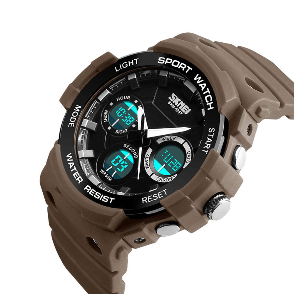 Skmei 1247 Dual Display Digitaal Horloge Heren Lichtgevend Chronograaf Alarm Horloge Outdoor Sport Horloge