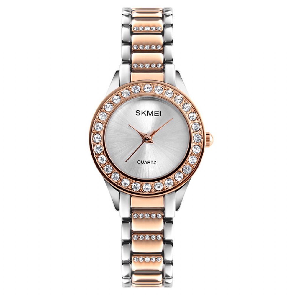 Skmei 1262 Waterdicht Dames Polshorloge Roestvrij Stalen Band Geschenk Quartz Horloge