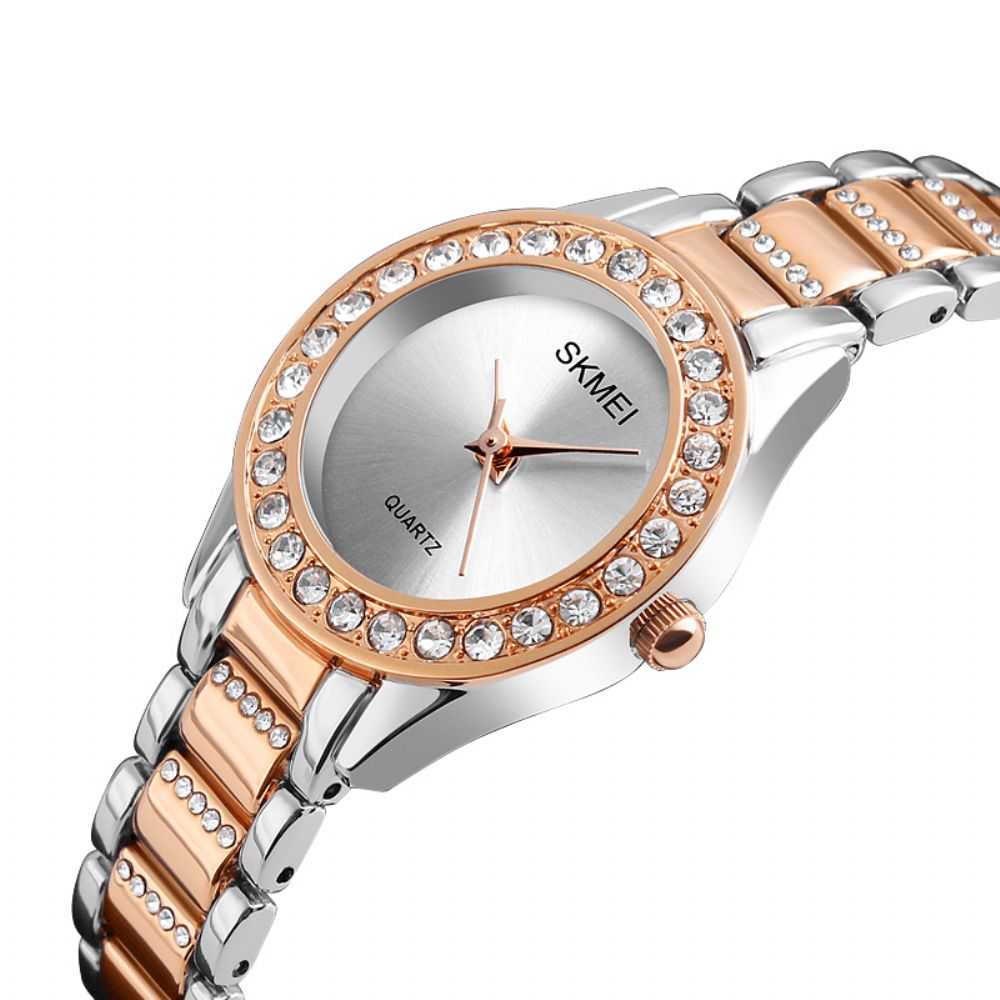 Skmei 1262 Waterdicht Dames Polshorloge Roestvrij Stalen Band Geschenk Quartz Horloge