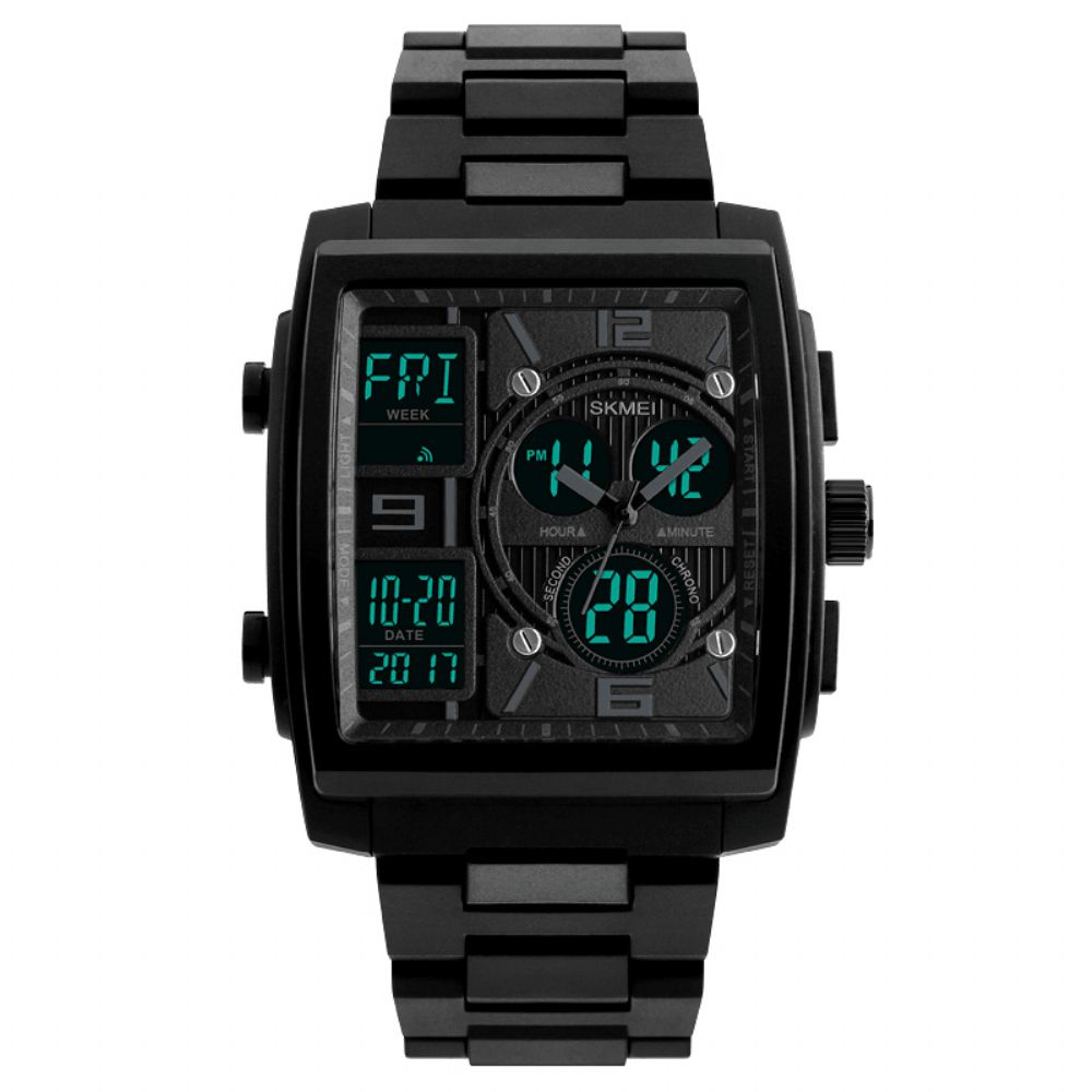 Skmei 1274 Outdoor Sport Digitaal Horloge Pu-Band 5Atm Waterdicht Chronograaf Herenhorloge