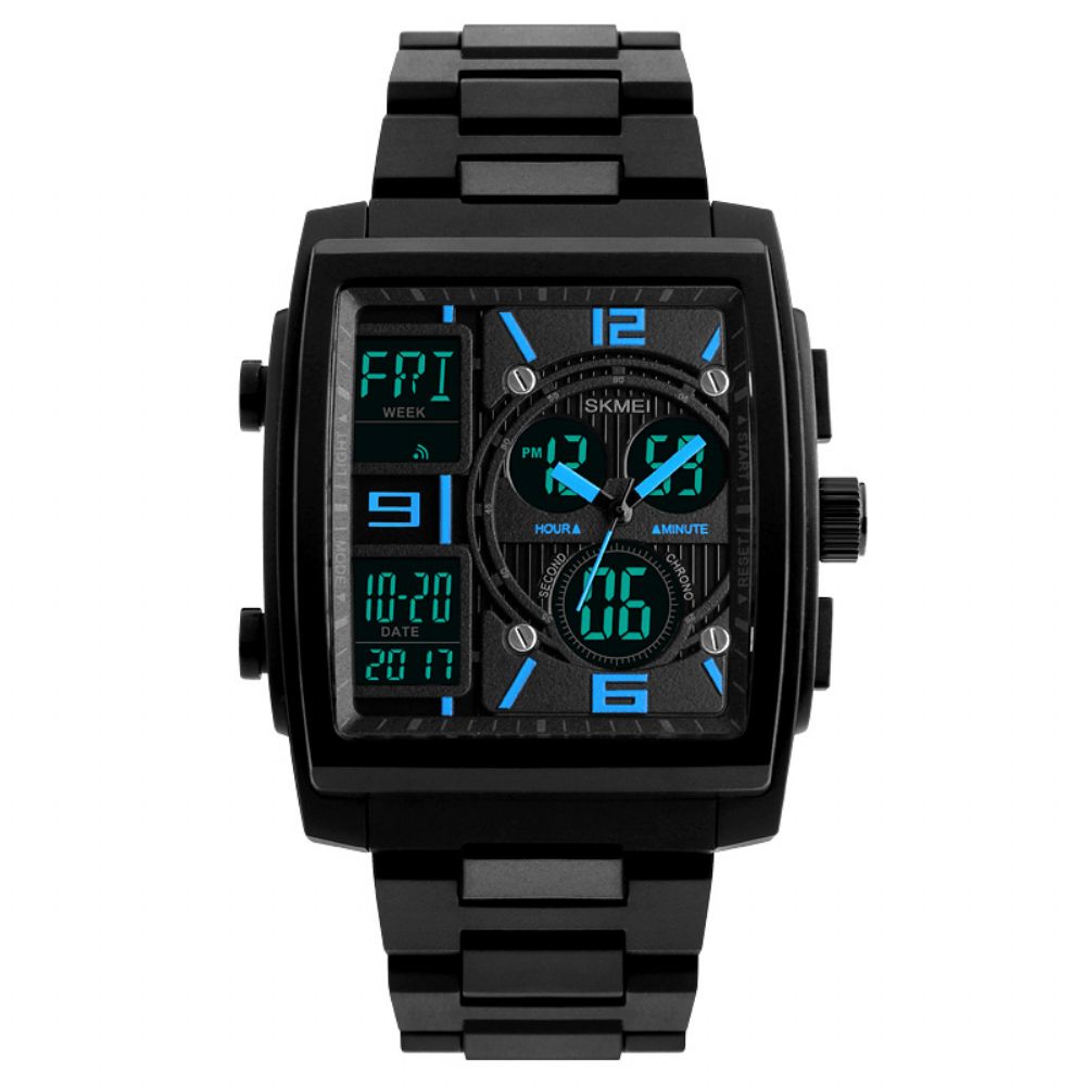 Skmei 1274 Outdoor Sport Digitaal Horloge Pu-Band 5Atm Waterdicht Chronograaf Herenhorloge