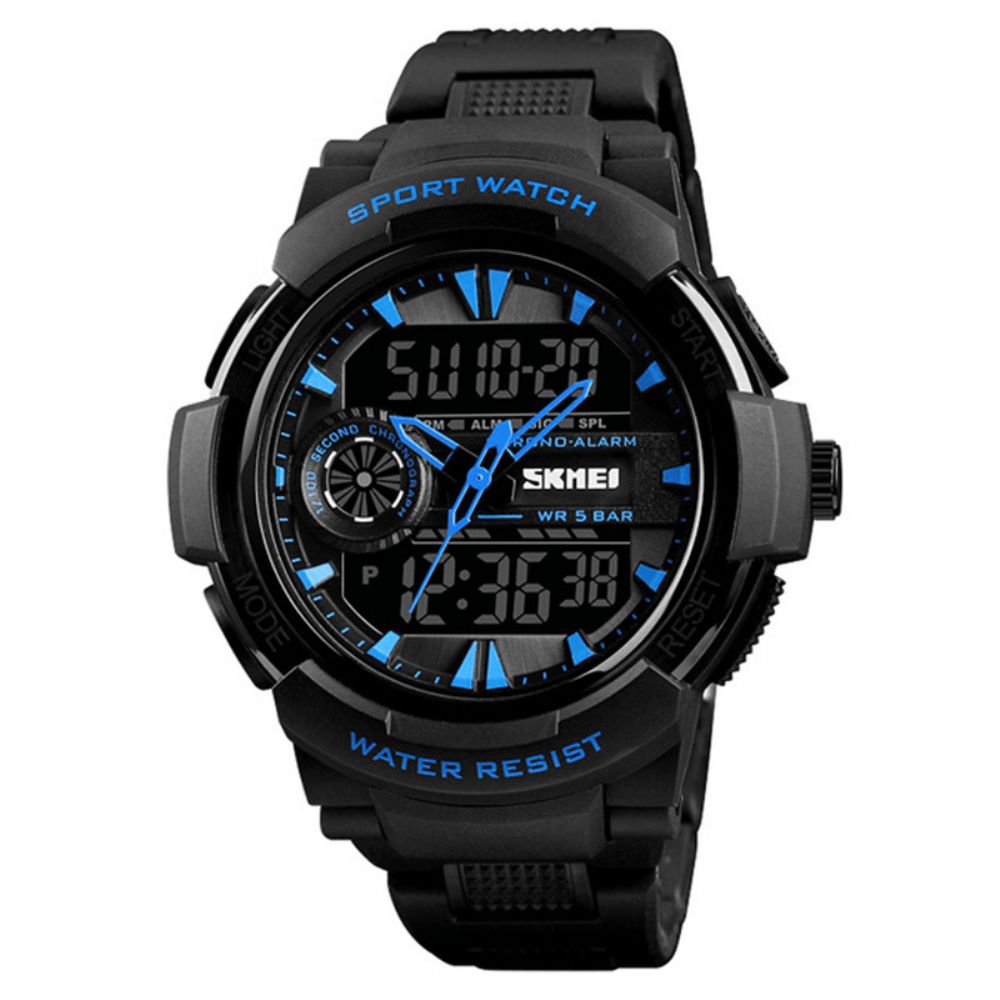 Skmei 1320 Dual Display Digitaal Horloge Heren Chronograaf Alarm Horloge Mode Waterdicht Sporthorloge