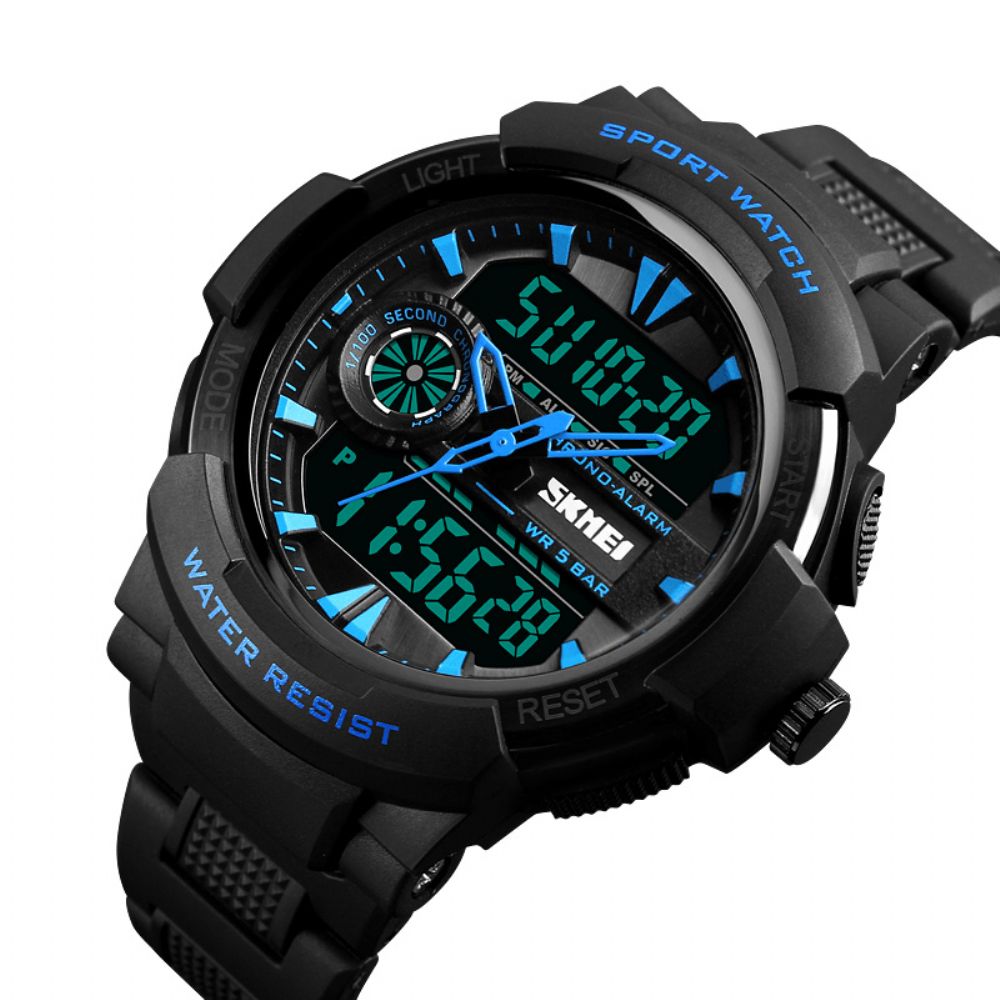 Skmei 1320 Dual Display Digitaal Horloge Heren Chronograaf Alarm Horloge Mode Waterdicht Sporthorloge