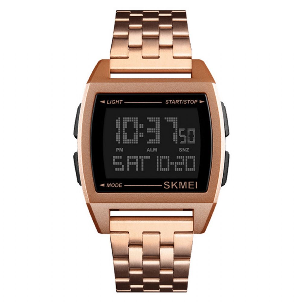 Skmei 1368 Sport Herenhorloge 3Atm Waterdicht Weekdisplay Led Elektronisch Digitaal Horloge