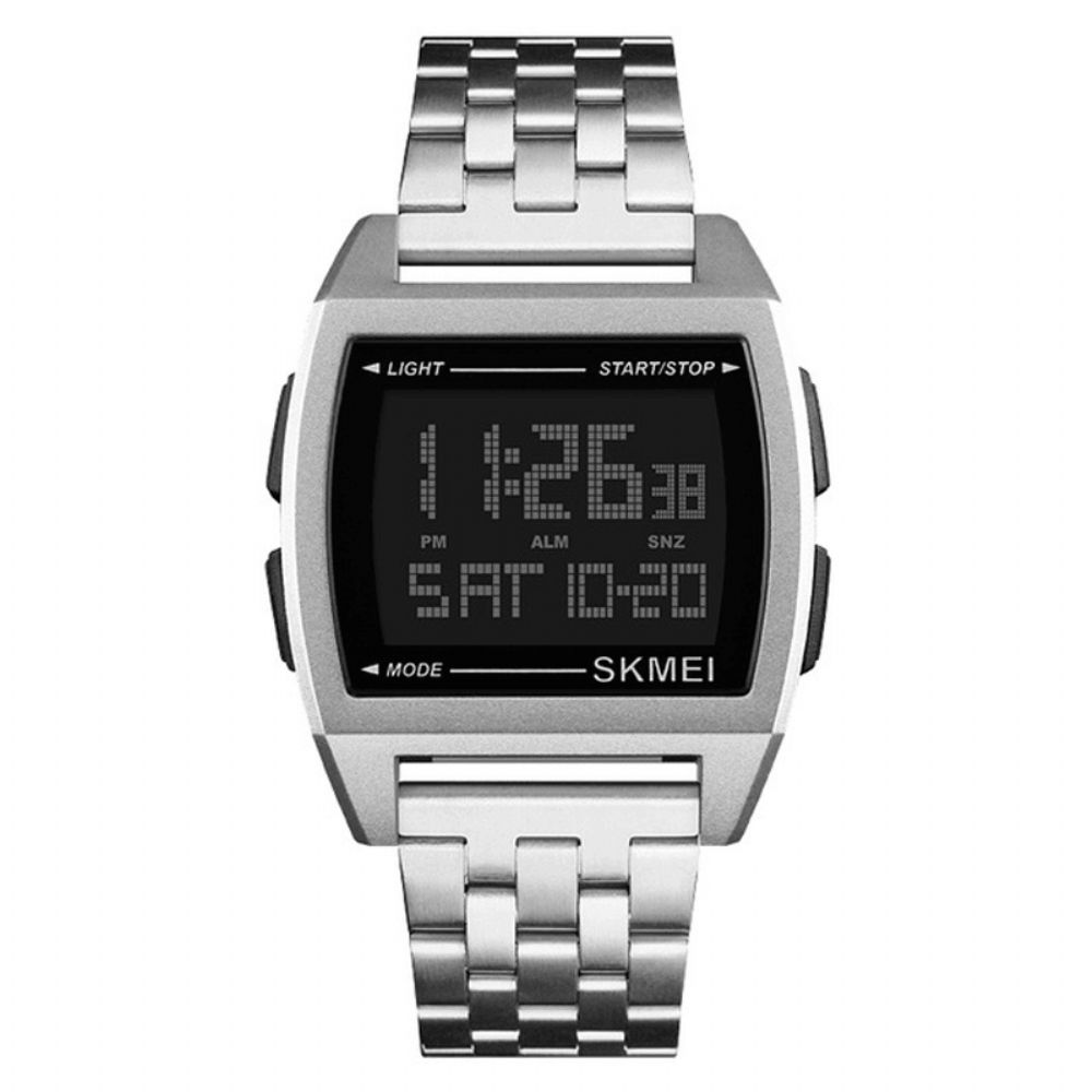 Skmei 1368 Sport Herenhorloge 3Atm Waterdicht Weekdisplay Led Elektronisch Digitaal Horloge