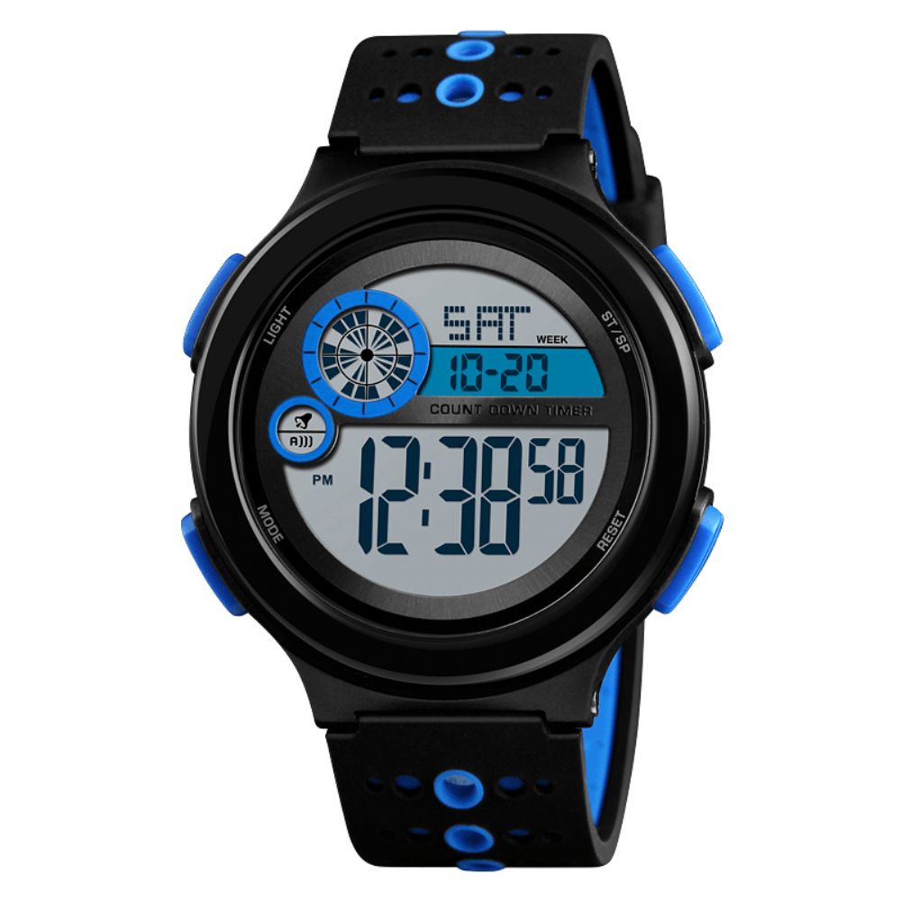 Skmei 1374 Lichtgevend Display 50M Waterdicht Digitaal Horloge Herenmode Stopwatch Countdown Sporthorloge