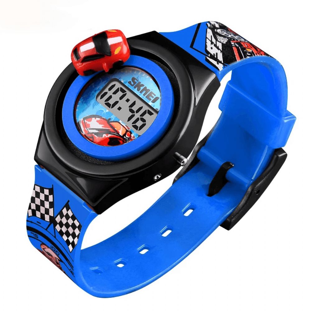 Skmei 1376 Creatieve Cartoon Kinderen Horloge Met Roterende Auto Decoratie Sport Kids Digitale Horloges