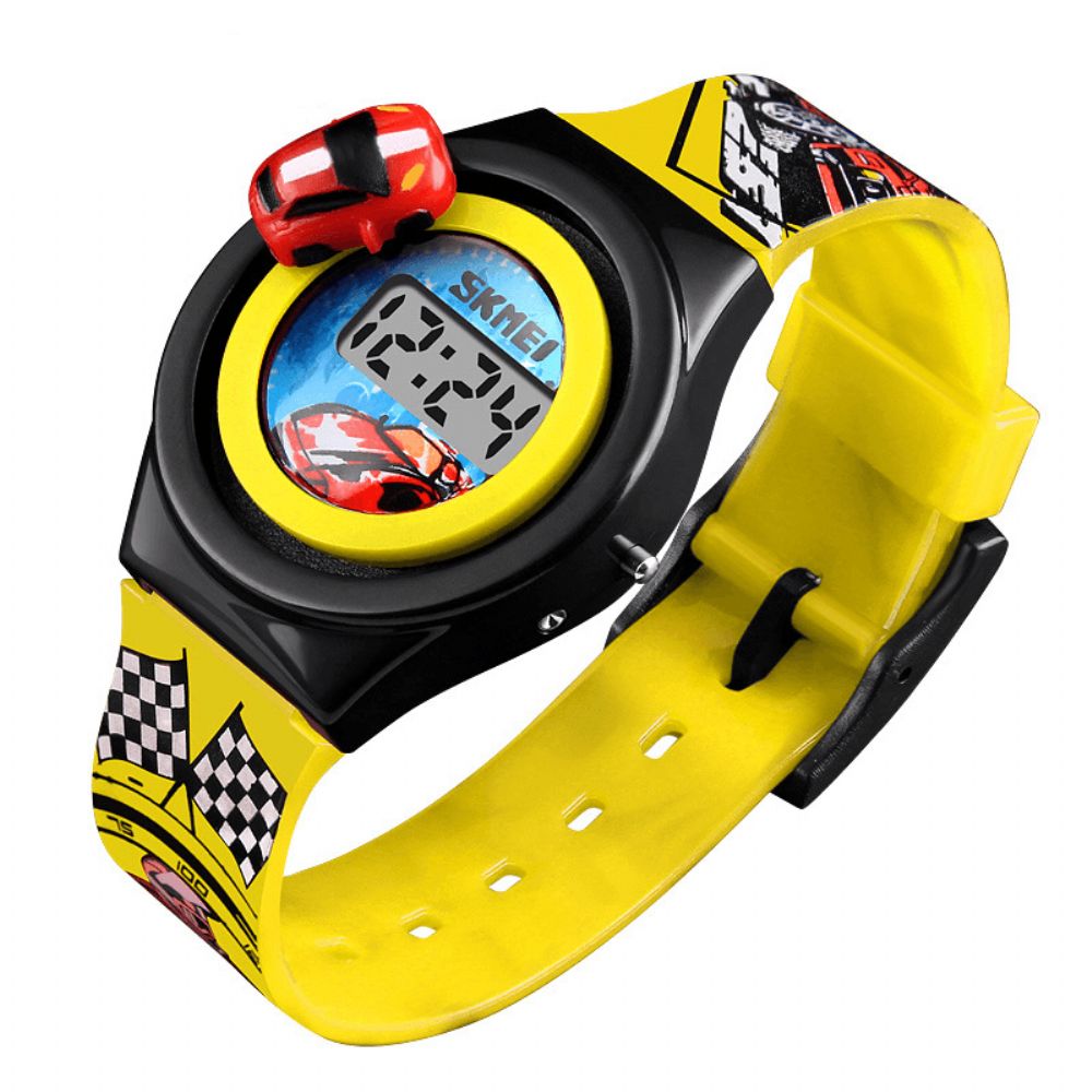 Skmei 1376 Creatieve Cartoon Kinderen Horloge Met Roterende Auto Decoratie Sport Kids Digitale Horloges