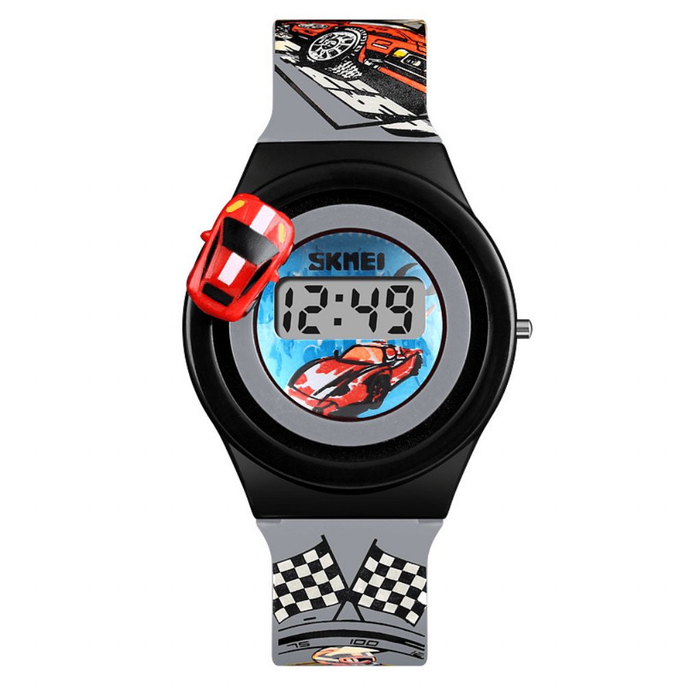 Skmei 1376 Creatieve Cartoon Kinderen Horloge Met Roterende Auto Decoratie Sport Kids Digitale Horloges