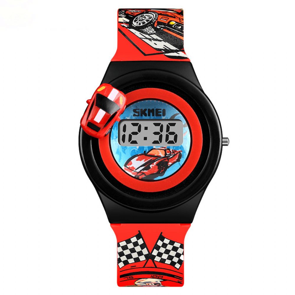 Skmei 1376 Creatieve Cartoon Kinderen Horloge Met Roterende Auto Decoratie Sport Kids Digitale Horloges